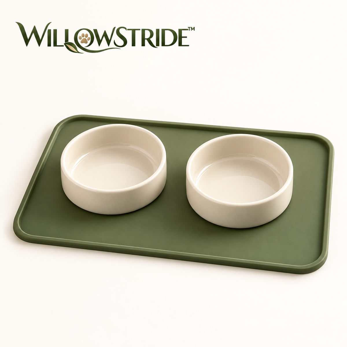 WILLOWSTRIDE™ Pet Feeding Mat and Double Bowl Set
