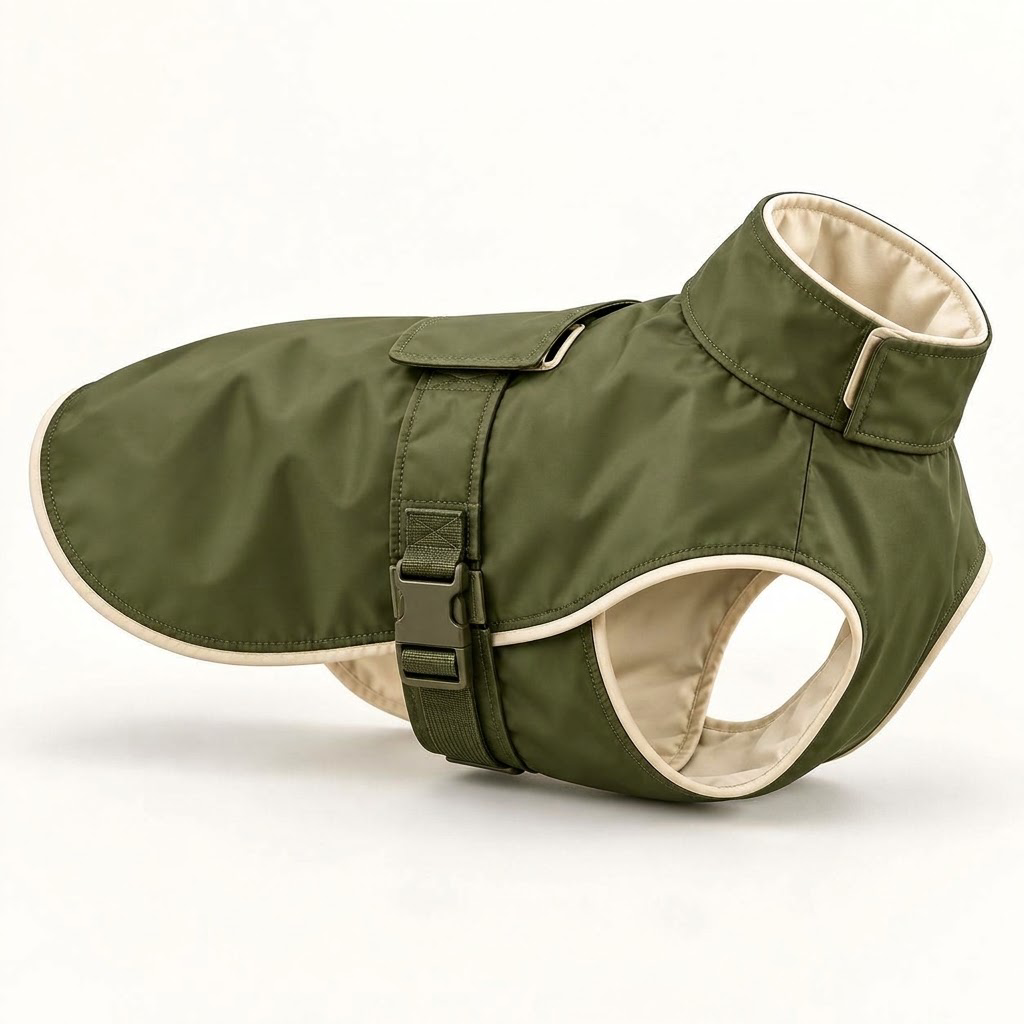 WILLOWSTRIDE™ Olive Dog Raincoat with Adjustable Straps