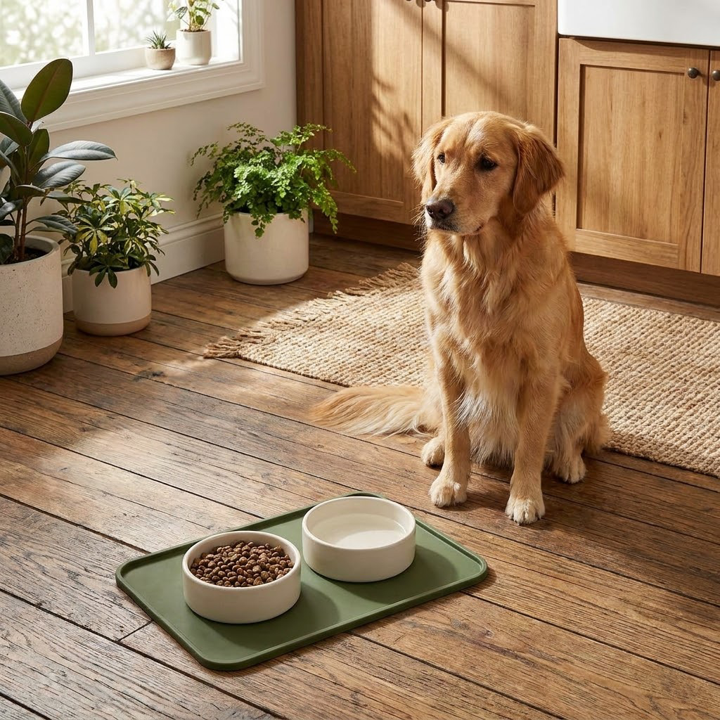 WILLOWSTRIDE™ Pet Feeding Mat and Double Bowl Set