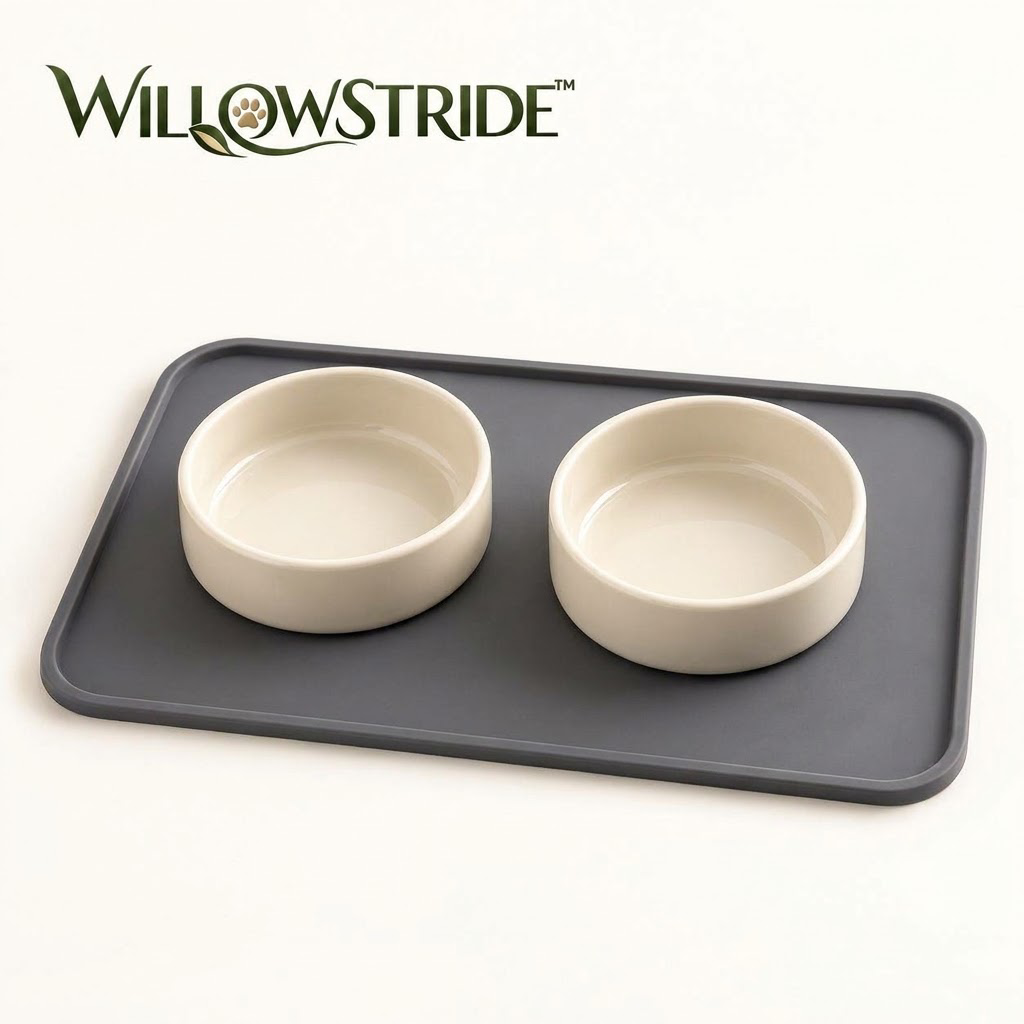 WILLOWSTRIDE™ Pet Feeding Mat and Double Bowl Set