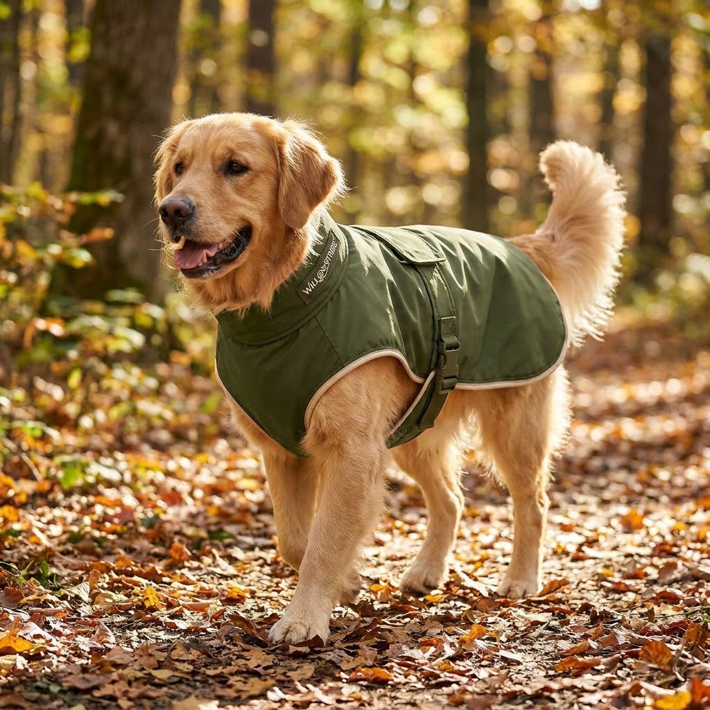WILLOWSTRIDE™ Olive Dog Raincoat with Adjustable Straps