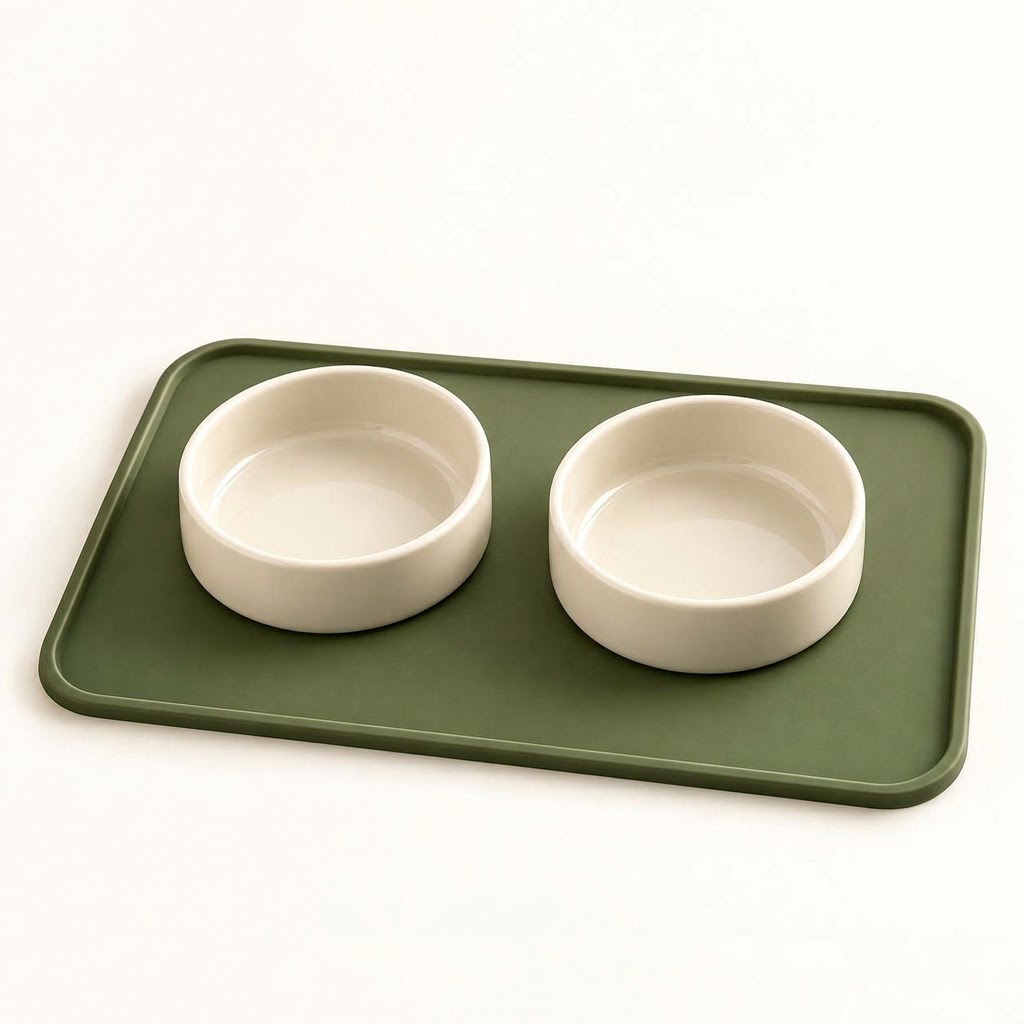 WILLOWSTRIDE™ Pet Feeding Mat and Double Bowl Set
