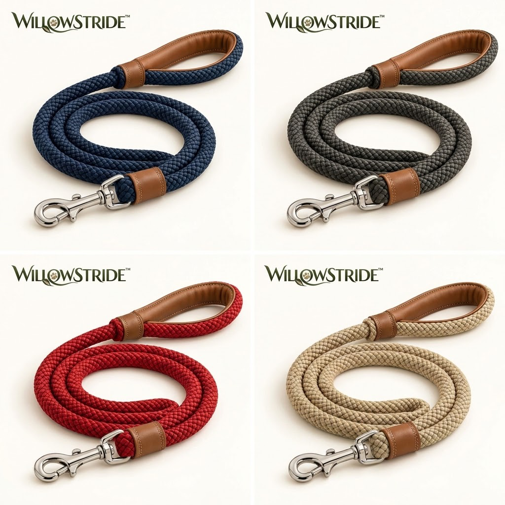 WILLOWSTRIDE™ Braided Rope Dog Leash with Padded Handle